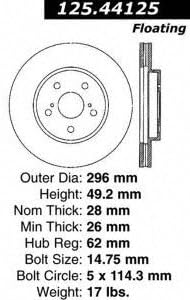 Centric 125.44125 Disc Brake Rotor