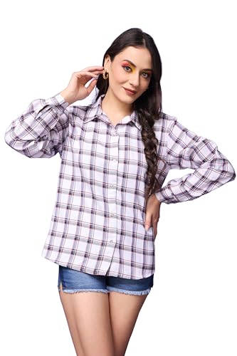 Image of POPWINGS Casual Checks Print Shirt for Women | Cotton Full-Sleeves Women Shirt | Summer Shirt for Women | Stylish Shirt for Women
