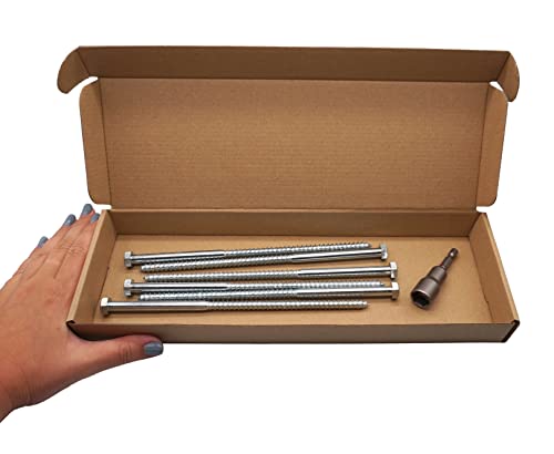 SKIR'CO (6 pcs) DIN 571 Zinc Plated Steel Hexagon Wood Screws M8 x 200 mm, Coach Screws, Hex Screw, Lag Bolts (With Magnetic Hex Bit) - Image 4
