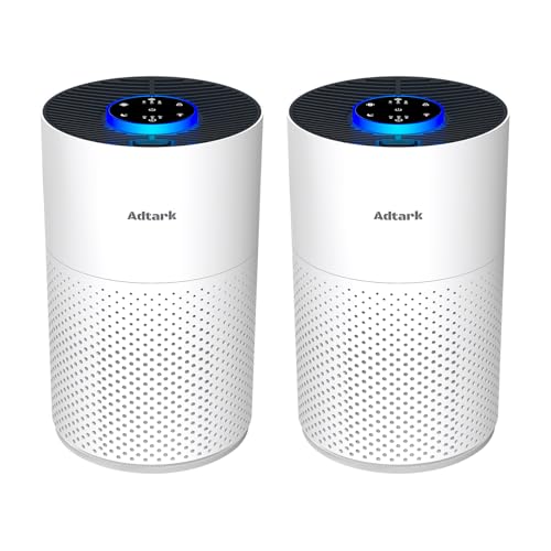 2 Pack Air Purifiers for Home Bedroom, ADTARK Air Cleaner with H14 True HEPA 3-in-1 Filter, Sleep...