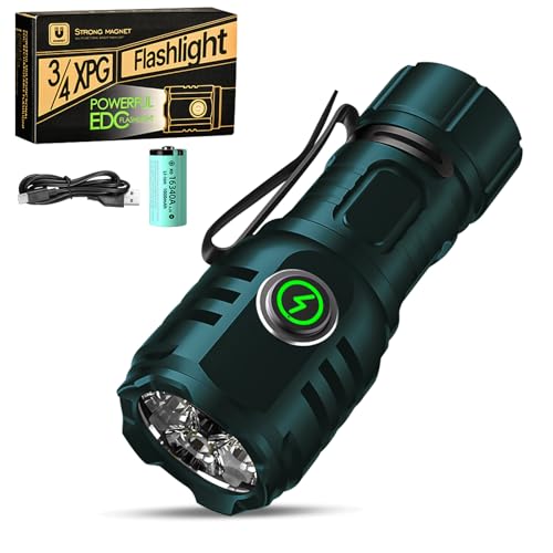 WIYETY Torcia ricaricabile estremamente luminosa, mini torcia a LED magnetica con forte lampada, torcia elettrica con 7 modalità di luce, torcia tattica portatile piccola torcia elettrica per