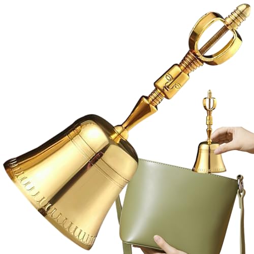 Campana de mano, campanas de mano de latón, herramienta ritual para el hogar, cena, escuela, iglesia, , altar, aula, Navidad