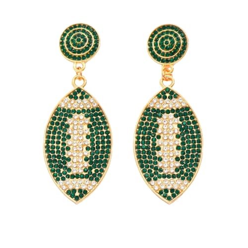 Shining Football Rhinestone Beaded Earrings Colorful Sports Lover Football Earrings for Women Jewelry(D)