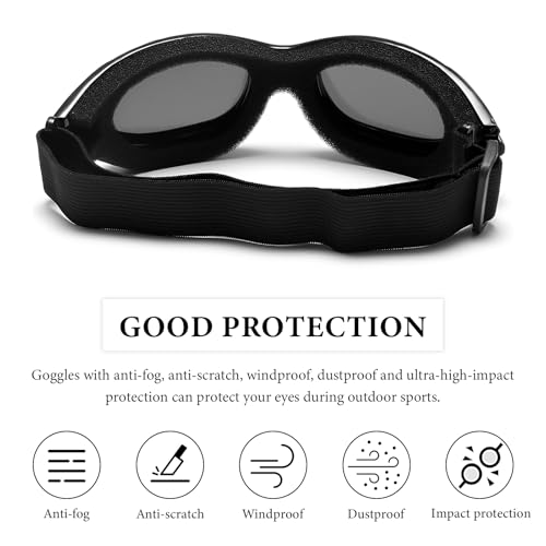 MTRPS Motorcycle Goggles Riding Glasses, Dustproof Windproof Dirt Bike Goggles with UV Protection, Anti-Fog Riding Sunglasses for Off-Road Racing, Riding, Skiing (Gray)