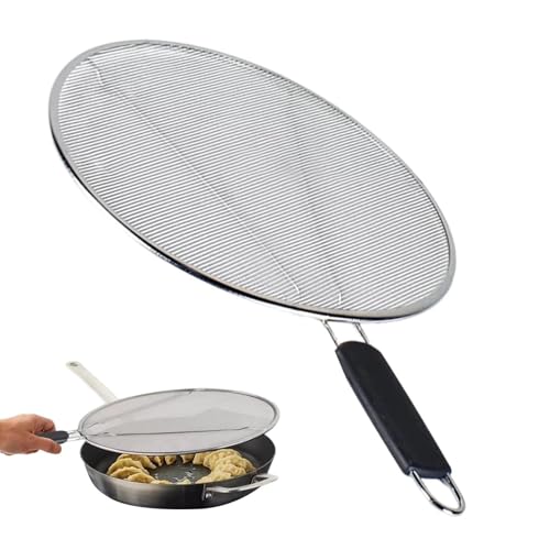 Stainless Steel Splatter Guard - Anti Scald Grease Mesh Cover, Frying Screen Protector | Cooking Shield for Stove Oven Grill Pan