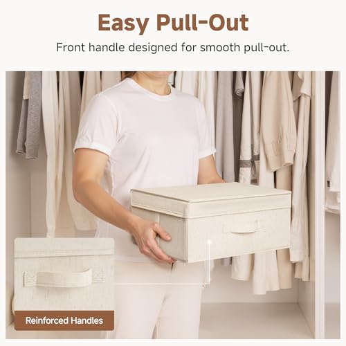 StorageWorks Small Fabric Storage Bins with Lids and Handles, Beige, 2-Pack by StorageWorks - Used condition - Image 5