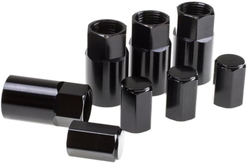 Wheel Mate TPMS Valve Stem Cover | Set of 4 Covers and 4 Valve Caps Per Pack | Aluminum | Black Anodize