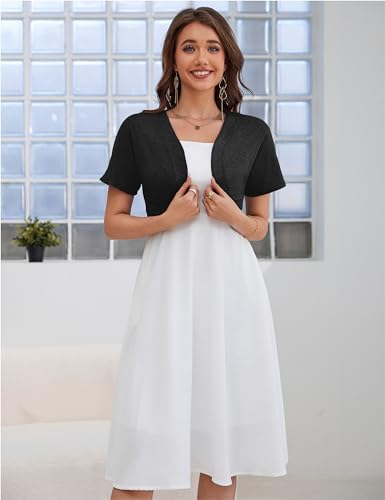 a.Jesdani Women's Versatile Open Front Lightweight Short Sleeve Bolero Shrug Cardigan S-1X4