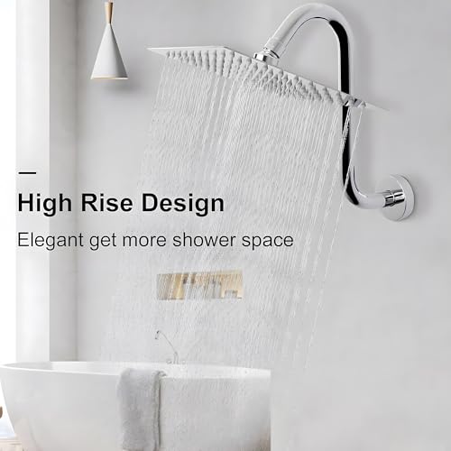 Image of 24x7 eMall High Rise Goose Neck Curve Shower Arm S-Bend To Elevate the Shower Higher, Silver Compatible With all Showers -30 cm x 17 cm