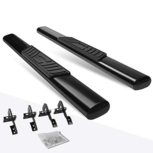 (2Pcs) 5 Inch Black Oval Nerf Step Bars Side Steps Compatible with 15-22 F150-F350 Standard Cab - Thumbnail 2