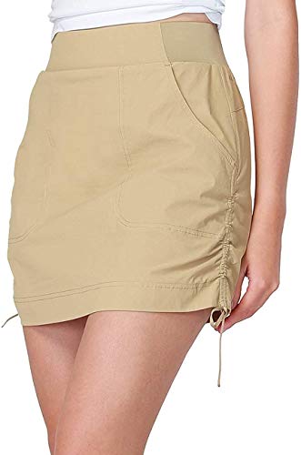 CAMEL CROWN Falda de Mujer Faldas Deportivas Faldas de Tenis Hockey Golf con Pantalones Interiores y Bolsillos para Correr Secado Rápido Cintura Elástica Elegante Falda Casual de Verano Negro Caqui