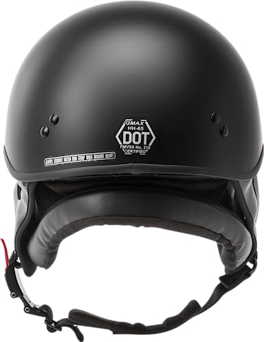 GMAX HH-65 Naked Half Helmet (Matte Black, Medium) - FMVSS 218 Approved