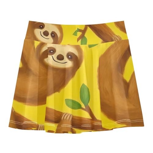 Joisal Cute Sloths Tree Branches Yellow Tennis Skirts Toddler Dance Athletic Shorts for Girls Skorts Flowy Skort 4t2