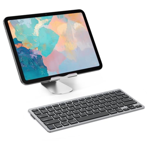 Image of OMOTON Ultra-Slim Bluetooth Keyboard for iPad 11th /10th /9th /8th /7th, iPad Pro /Air /Mini and iPhone Series, Wireless iOS Keyboard with 12 Multimedia Keys for Office, Home, Travel, School, Black Grey