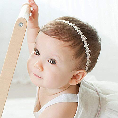 Rqj Christening Headband Baptism Halo Toddler Elastic Lace Headband Bows Flowers Pearl Baby Hair Accessories #TOP1