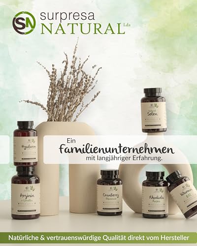 Surpresa Natural Calcium Kapseln hochdosiert I 180 Kapseln I 230 mg natürliches Kalzium pro Kapsel I natürliches, aus Algen gewonnenes Kalzium I Nahrungsergänzungsmittel vegan & laborgeprüft