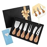 Premium 6-Piece Cheese Knives Set, WiTisve Complete Stainless Steel Cheese Knives Set with Wood Handles & Full-Length Blades Fit for Birthday/Parties/Wedding/ Housewarming/Anniversary (Gift-Ready)