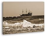 Deyoli Tripmaster en haute mer Format 60 x 40 Effet : sépia comme image sur toile encadrée sur cadre en bois véritable Impression numérique de qualité supérieure avec cadre Pas de poster ni de posters