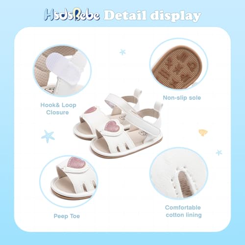 Image of HsdsBebe Baby Girls Sandals Bohemia Flower Bow Soft Sole Toddler First Walkers Beach Summer Shoes