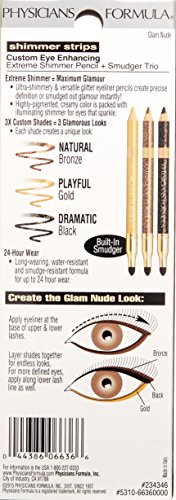Physicians Formula Strips Custom Eye Enhancing Extreme Shimmer Pencil Plus Smudger Trio Disco Glam, Nude, 0.06 Ounce #TOP2