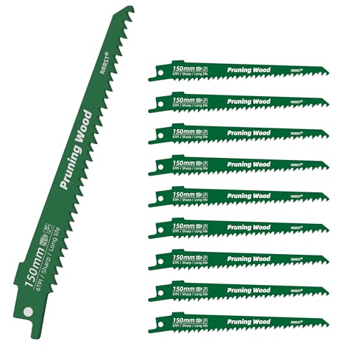10 Lame Scie Sabre pour Bois, 150mm 6TPI pour l'Élagage des Arbres, Bois Grossier, Dur, Tendre et Vivant - Facile et Durable