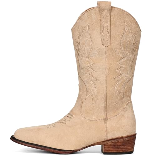 Image of IUV Cowboy Boots for Women Mid Calf Pull-On Cowgirl Boots