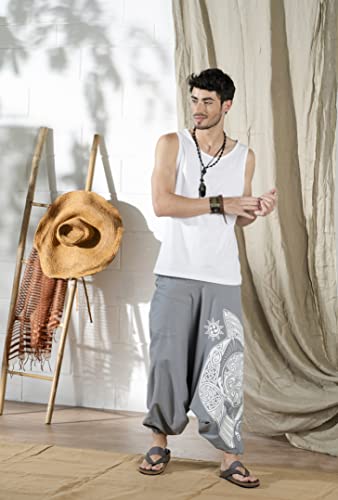 Image of The Veshti Company Printed Harem Pants for Men's Cotton Hippie Style Baggy Boho Yoga Pajama Pant with Pocket