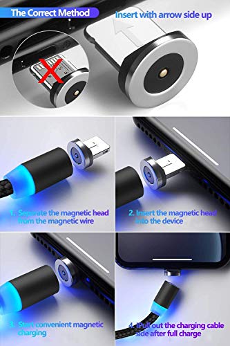 Lowfe-Nylon-Braided-Magnetic-Data-Sync-Charging-Cable-360-Degree-Rotate-Cable-3-Different-Metal-Jack-Cable-Dust-Proof-One-Handed-Support-iOS-Devices-Android-and-All-Type-C-SmartphoneMulti-Colour