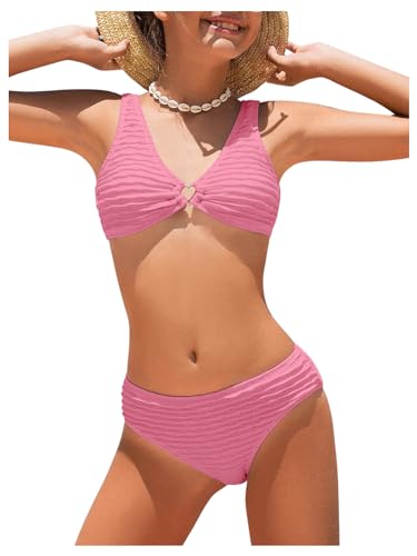 Image of SOLY HUX Girl's V Neck Ring Linked Bikini Sets Bathing Suits Two Piece Swimsuit