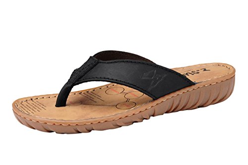 DQQ Damen Leder Muster Flip Flop Zehentrenner, Schwarz - Schwarz - Größe: 37 EU Cover