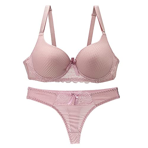 Soutien-gorge push up sexy fini les décolletés sans volume ensemble lingerie rose