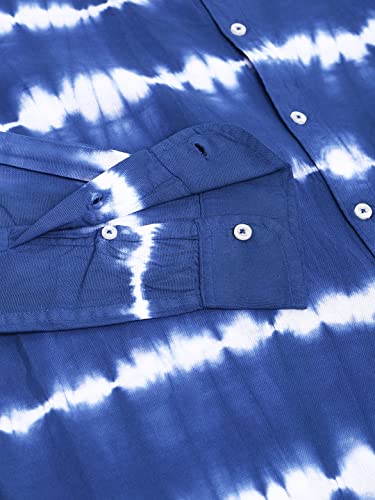 Image of Dennis Lingo Men's Ombre Slim Fit Cotton Casual Shirt with Mandarin Collar & Full Sleeves