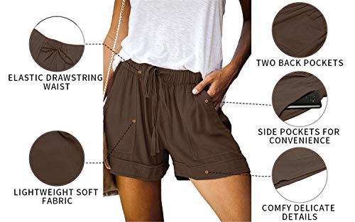 Image of KISSMODA Womens Summer Shorts Leopard /Camo /Solid /Floral Print Elastic Waist Pocketed Casual Pants