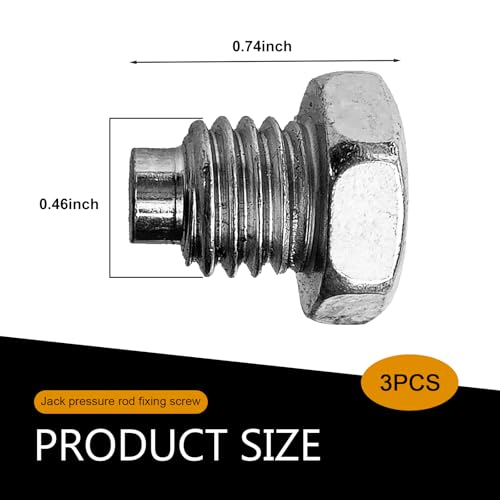 Image of Shakas 3 PCS Floor Jack Handle Bolt, 3 Ton 4 Ton Horizontal Top Pressure Rod Fixed Screw, M12 x 1.75 Rust-proof Reclining Roof Handle Repair Accessories, for Cars Floor Jack Tiny Spare Parts (Silver)
