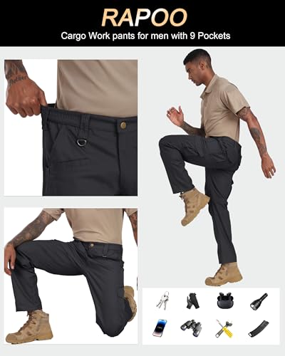 Image of Rapoo Ripstop Water Resistant Cargo Tactical Pants for Men EDC Hiking Work Military Army Pants with 9 Pockets