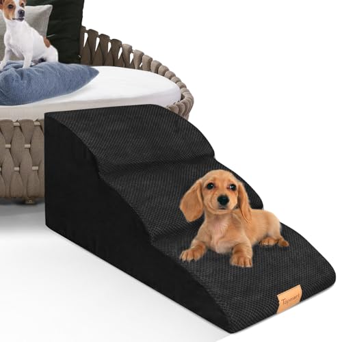 Image of Topmart High Density Extended Foam Dog Ramp&Steps 3 Tiers,15.7 inch High | Non-Slip Dog Stairs with Removable Cover,Soft Foam Pet Ladder,Best for Injured,Older Cats,Pets with Joint Pain