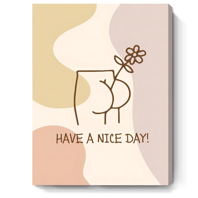 SHDOWARTH Funny Bathroom Wall Art Have a Nice Day Quote Poster Boho Style Toilet Wall Art Neutral Colors Bathroom Art Boho Restroom Wall Decor 12x16inch Unframed
