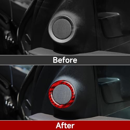 Image of Car Speaker Cover Decals for 2011-2024 Dodge Durango / 2011-2021 Jeep Cherokee WK2 / 2022 WK Accessories Carbon Fiber Stickers, Red