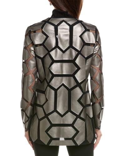 Women's Laser-Cut Leatherette on Mesh Jacket2