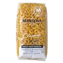 Mantova Bronze Die Cut Elbow Pasta Authentic Italian Macaroni, Slow-Dried for Superior Texture & Sauce Absorption, Made with 100% Durum Wheat Semolina, Non-GMO, 16 oz, Pack of 6