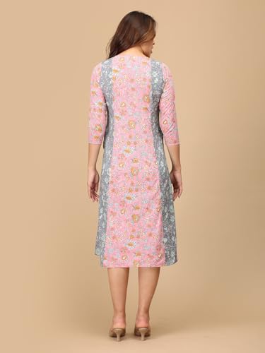 Image of The Mom Store Maternity and Nursing Dress | Pre and Post Pregnancy Dress for Womens | Zipper /Button Opening | Causal Wear | Trendy Stylish Causal Dresses for New Moms