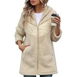 Ijksbehjf Winddichter, gesteppter Kapuzenmantel für Damen, schwerer Winterparka mit Taschen...