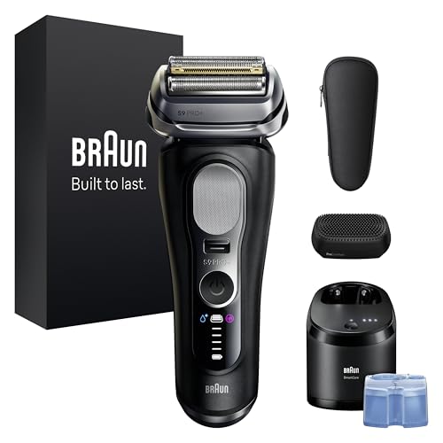 Braun Serie 9 PRO + Rasoio Elettrico Barba, Wet&Dry, 5+1 Lame Di Precisione Ultra Sottili, Regolabarba Uomo, Rasoio Barba, 60 Min, Testina ProComfort, Stazione SmartCare 6in1, Serie 9690cc, Nero