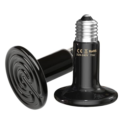 2 Piezas emisor de calor de cerámica,75W Bombilla de calor para reptiles,Calor Bombilla Ceramica Reptiles,emisor de calor de cerámica para reptiles,lagartos,serpientes,pollos,perros,gatos