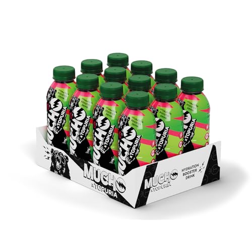 Mucho x Topuria: Bebida Hidratante y Energética - Watermelon Champ - Sabor Sandia. Pack 12 Botellas de 500 ml. Sin Azucar.