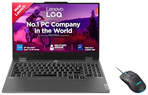 Image of Lenovo LOQ 2024 12Th Gen Windows, Intel Core i5-12450Hx 15.6 inch (39.6Cm) 144Hz 300Nits FHD Gaming Laptop (8GB /512GB SSD /Win /Intel ARC A530M 4GB /Grey /2.4Kg), 83FQ0009IN +M210 Mouse