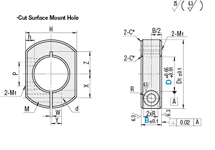 Shaft Collars - Two Flat Cuts One Piece Clamp-on 20mm 1pc