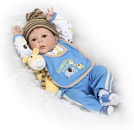 Zero Pam Life Like Baby Reborn Dolls Boy Silicone Full Body 22 inch 57cm Real Toddler Bebe Doll Can Bath with ( Bottle Toy, Magnet Pacifier ,Clothes ,Puppet Toy Safety Tested for 3+
