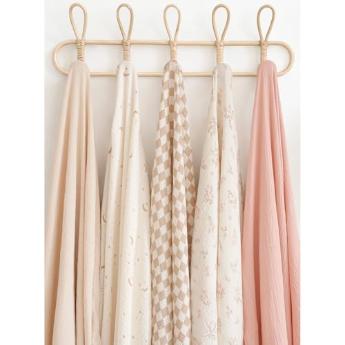 Image of Konssy 3 Pack Muslin Swaddle Blankets for Unisex, Newborn Receiving Blanket, Large 47 x 47 inches, Soft Breathable Muslin Baby Swaddles for Boys & Girls