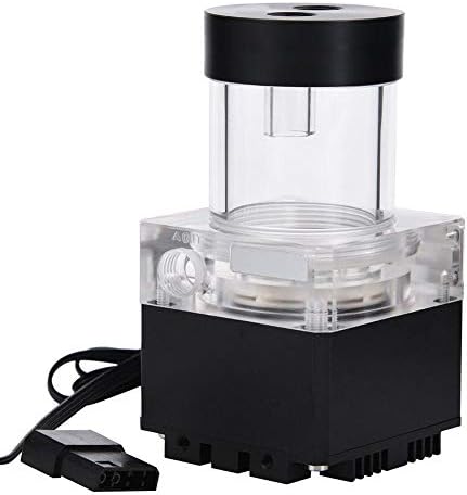 800L/H 8W 7V Water Cooling Pump Tank with 4 Meters Pump Head & LED Power Indicator G1/4 Thread Fast Heat Dissipation CPU Cooling System (Black 12cm)